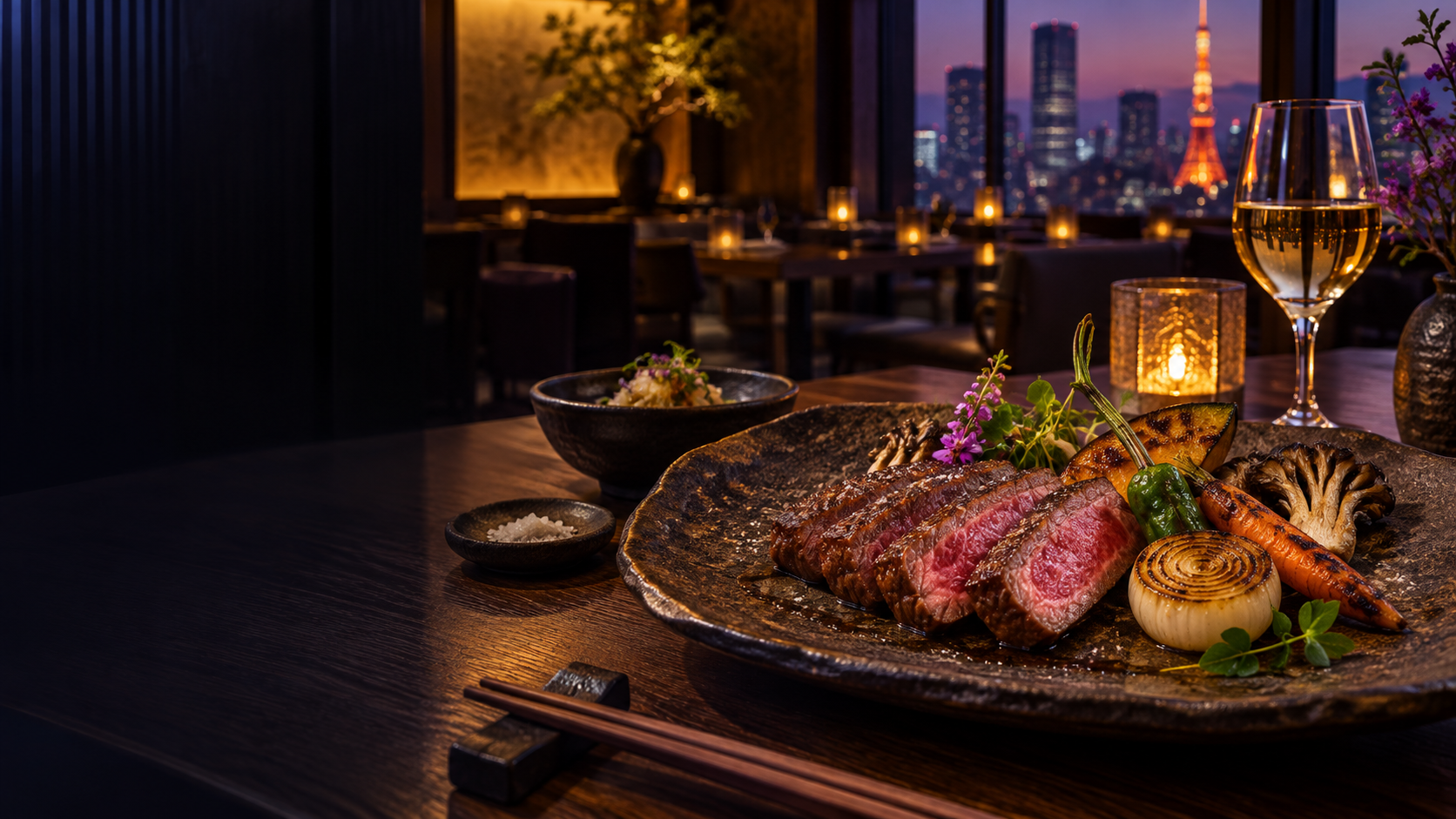 温かな明かりのレストランで提供された肉料理